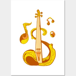 Yellow and Orange String Violin Posters and Art